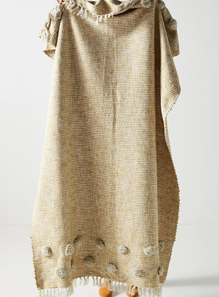 Anthropologie Tufted Emilia Throw Blanket - Ochre